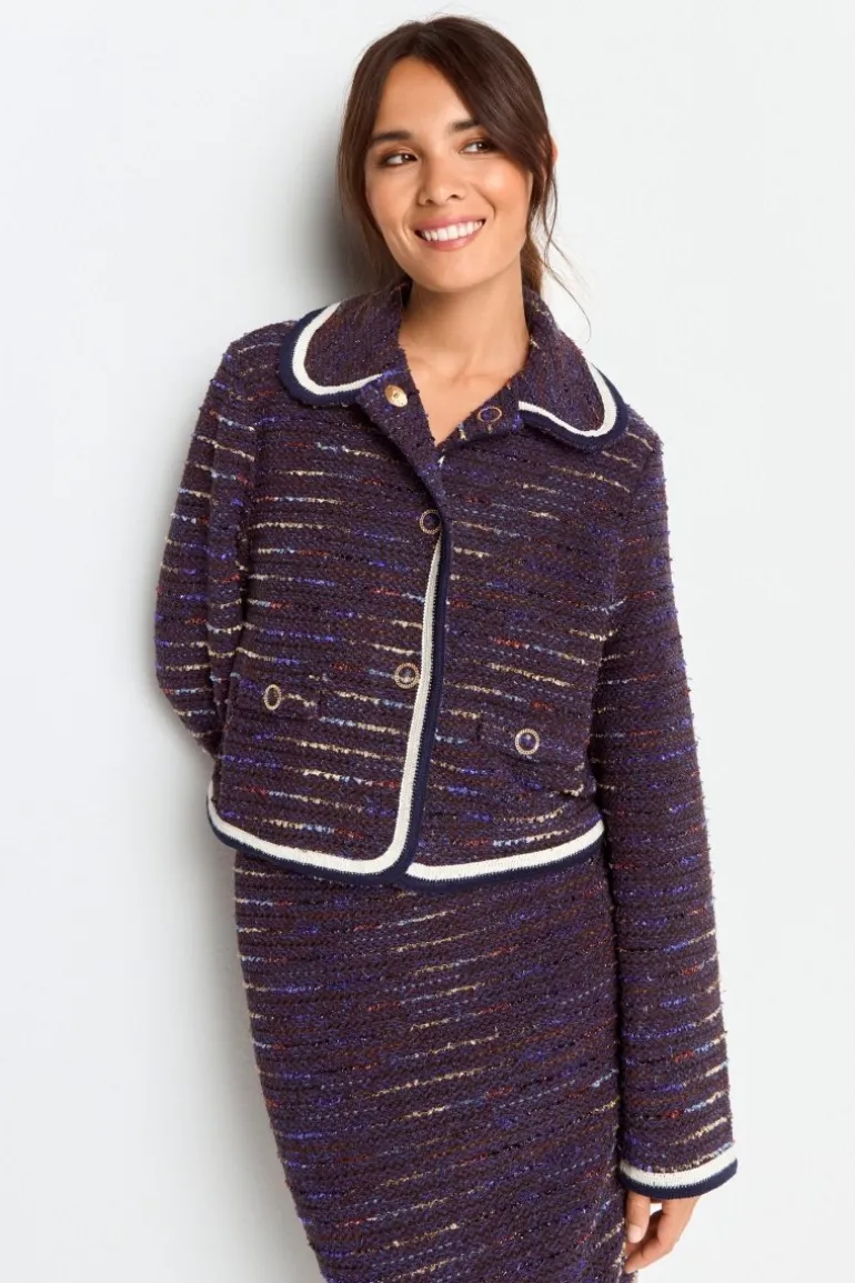 Bouclé-Jacke Mit Bubikragen