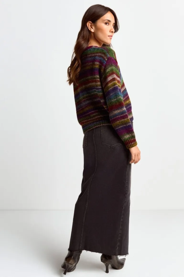 Cardigan Mit Bunten Kristallknöpfen