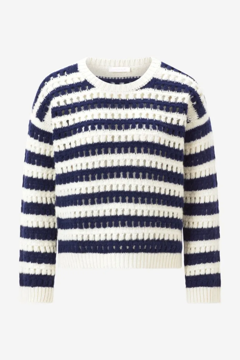 Gestreifter Lochstrickpullover