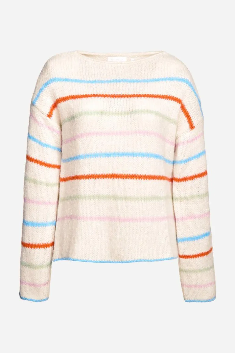 Gestreifter Pullover In Perlweiß