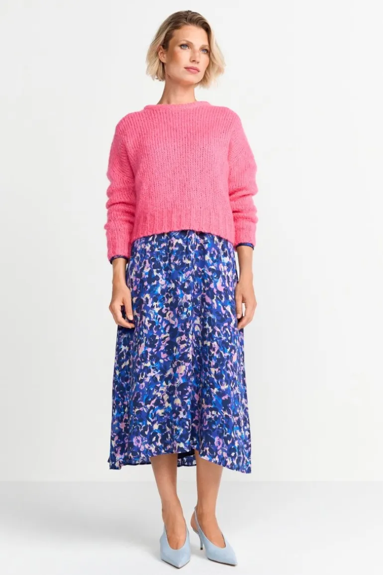 Grobstrickpullover Mit Rundhalsausschnitt