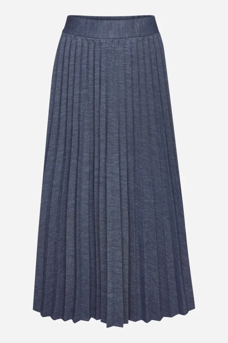 Plisseerock In Denim-Optik