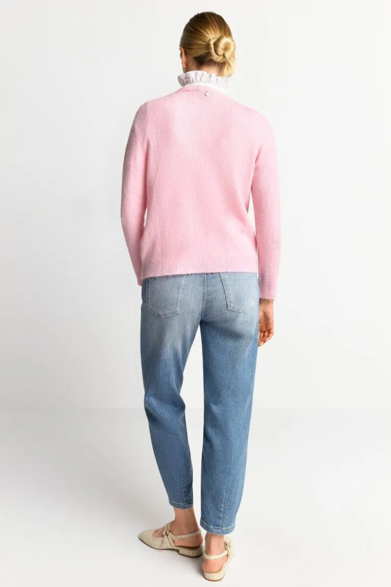 Strickpullover Aus Weichem Materialmix
