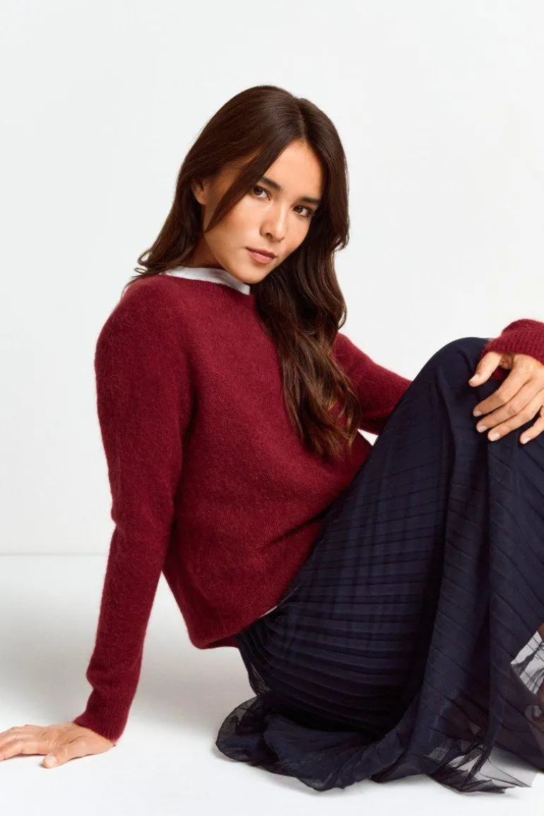 Strickpullover Aus Weichem Materialmix