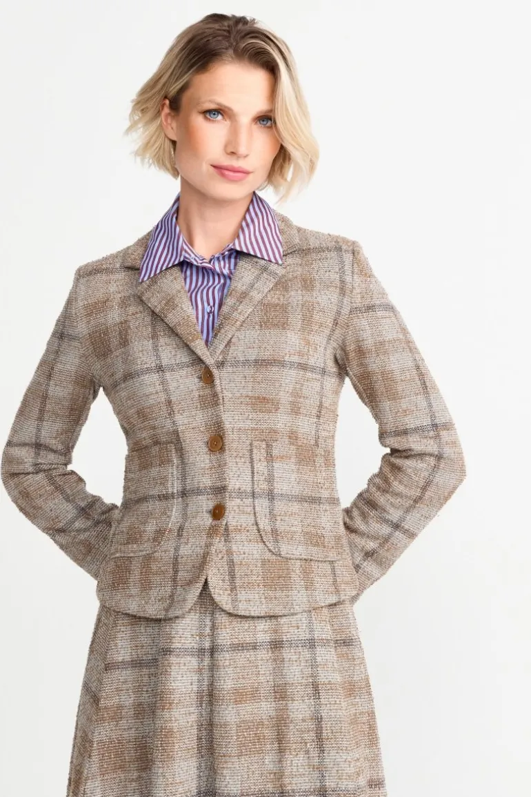 Taillierter Blazer Mit Karomuster