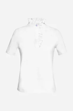 Weißes T-Shirt Mit Frill-Kragen