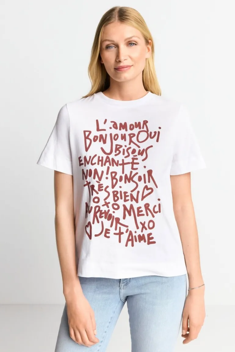 Weißes T-Shirt Mit Statement-Print