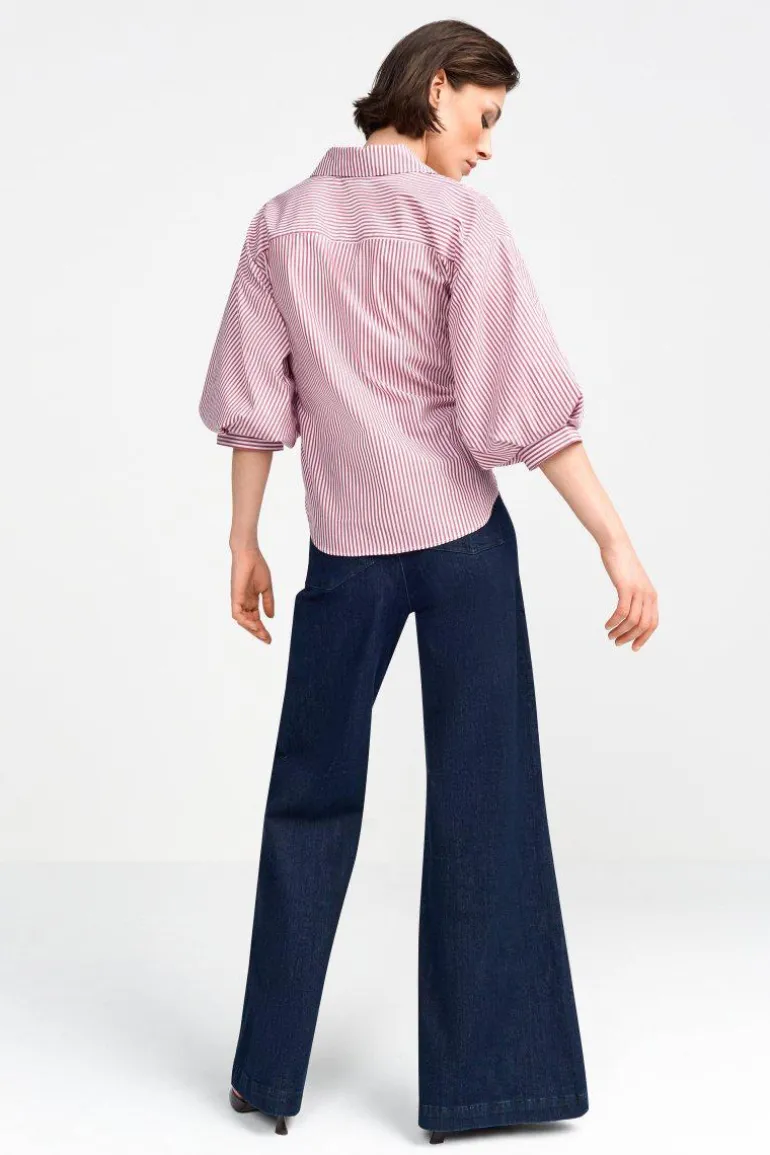 Wickelbluse Mit V-Neck Und Streifen