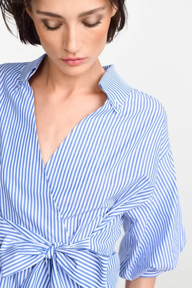 Wickelbluse Mit V-Neck Und Streifen